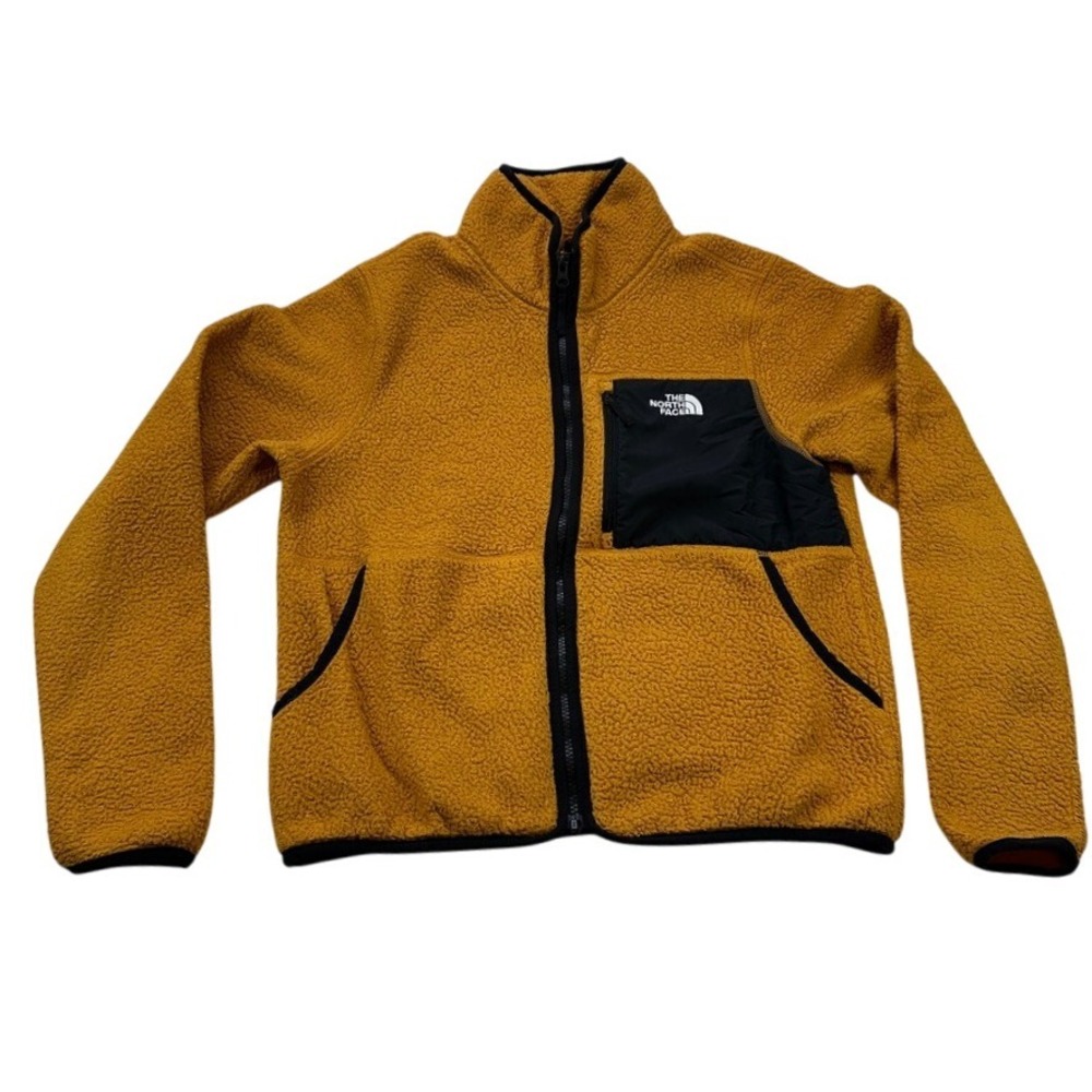 The North Face Womens Fleece Jacket Sherpa Zip Up Mustard Yellow Size S